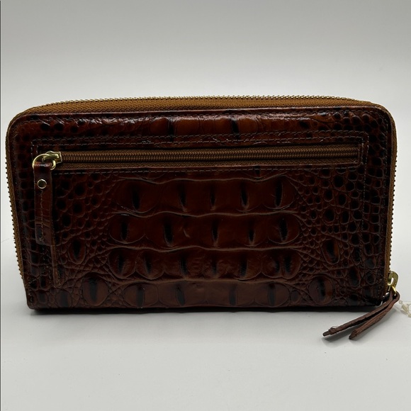 Brahmin Chestnut Crocodile Embossed Zip Wallet - Picture 4 of 5